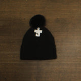 Steve Madden Womens Caught Brushed Rolled Cuff Pom Beanie SMA5075M Black