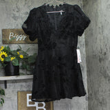 Aqua Womens Lace Puff Sleeve Mini Dress IDM12303 Black S