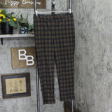 Joan Rivers Womens Petite Length Plaid Pull-On Ankle Pants Brown / Black PS