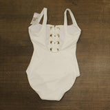 Michael Michael Kors Womens Lace-up One-Piece Swimsuit Grommet MM3Q456 White 12