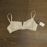 Bar III Womens V-Wire Plunge-Neck Bralette Bikini Swim Top White Gold M
