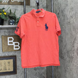 Polo Ralph Lauren Mens Cotton Pique Large Horse Number 3 Polo Shirt Red Orange L