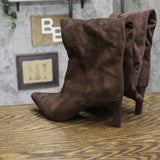A New Day Justice Faux Suede Heeled Boots with Side Zip 94568890 Brown 7.5M
