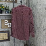 Roundtree & Yorke Mens 80's 2 Ply Cotton Striped Button Up Long Sleeve Shirt L