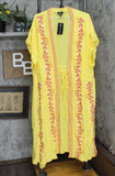 Curations Womens Plus Tie Front Kaftan Woven Jacket Lightweight Yellow Multi 3X