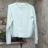 A New Day Long Sleeve Rhinestone Button-Down Cardigan Sweater Light Blue L