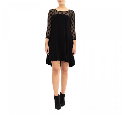 Nina Leonard Women's Sheer Polka-Dot High-Low Dress L6757A
