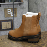 Journee Collection Block Heel Booties with Tru Comfort Foam Tan Brown 8.5M