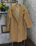 Stevie Hender Womens Long Sherpa Fleece Button Front Parka Jacket Coat Brown S