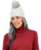 Style & Co. Womens Space Dye Cable Knit Beanie Pom Pom SC1542504 Gray Multi