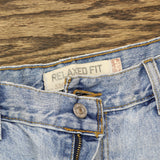 Levi's Upcycle Crochet 550 Baggy Straight Leg Jeans Light Blue See Measurements