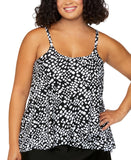 Island Escape Cape Town Printed Tankini Swim Top N770658 Black / White 18W