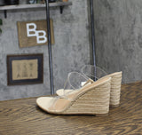 A New Day Womens Ansel Double Band Open Toe Wedge Heels 93320231 Tan Brown 7.5M