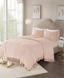 Madison Park Laetitia Medallion Fringe 3-Pc Quilt Set Blush Pink King / Cal King