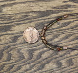 Chico's Choker Aztec Pendant Bead Necklace Black / Green 16" + 5"