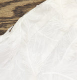 Skye's The Limit Textured Leaf Woven Blouse with Tie Neck White 2X
