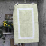 Better Trends Rectangle Textured Patterned Cotton Bath Rug Green / White 22x35