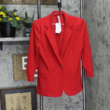Ny Collection Womens Petite 3/4 Ruched Sleeve Scuba Crepe Blazer Jacket PSCJ0151