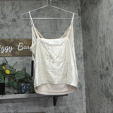 Donna Karan Womens Metallic Sequin Embellished Camisole Cami Sand Brown M