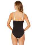 Anne Cole Womens Mesh Around Mesh Insert One Piece Swimsuit Black / White 8