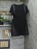 DKNY Womens Studded Short Sleeve Leather Detail Flare Sheath Dress Black 14