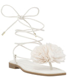 INC International Concepts Womens Gilma Flower Flat Sandals White Smooth 8M