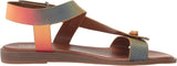 Franco Sarto Womens Glenni Ankle Strap Flat Sandals Rainbow Multi Pink 8.5M