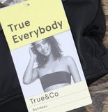 True & Co Womens Convertible Bandeau Wireless Gripper Neckline Bra Black M