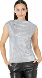 Calvin Klein Womens Sleeveless Pleated Metallic Top M2XHM865