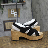 Clarks Nerisa Grace Wedge Cork Sandal 26187243 Black Nubuck 8.5M