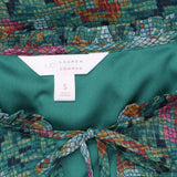 LC Lauren Conrad Womens Short Sleeve Tie Front Lined Shirt Top Green Multi S