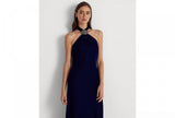 Lauren Ralph Lauren Womens Velvet Halter Gown 253882071003 Navy Blue 8