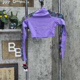 Capezio Womens Mystical Forest Long Sleeve Crop Top Purple S