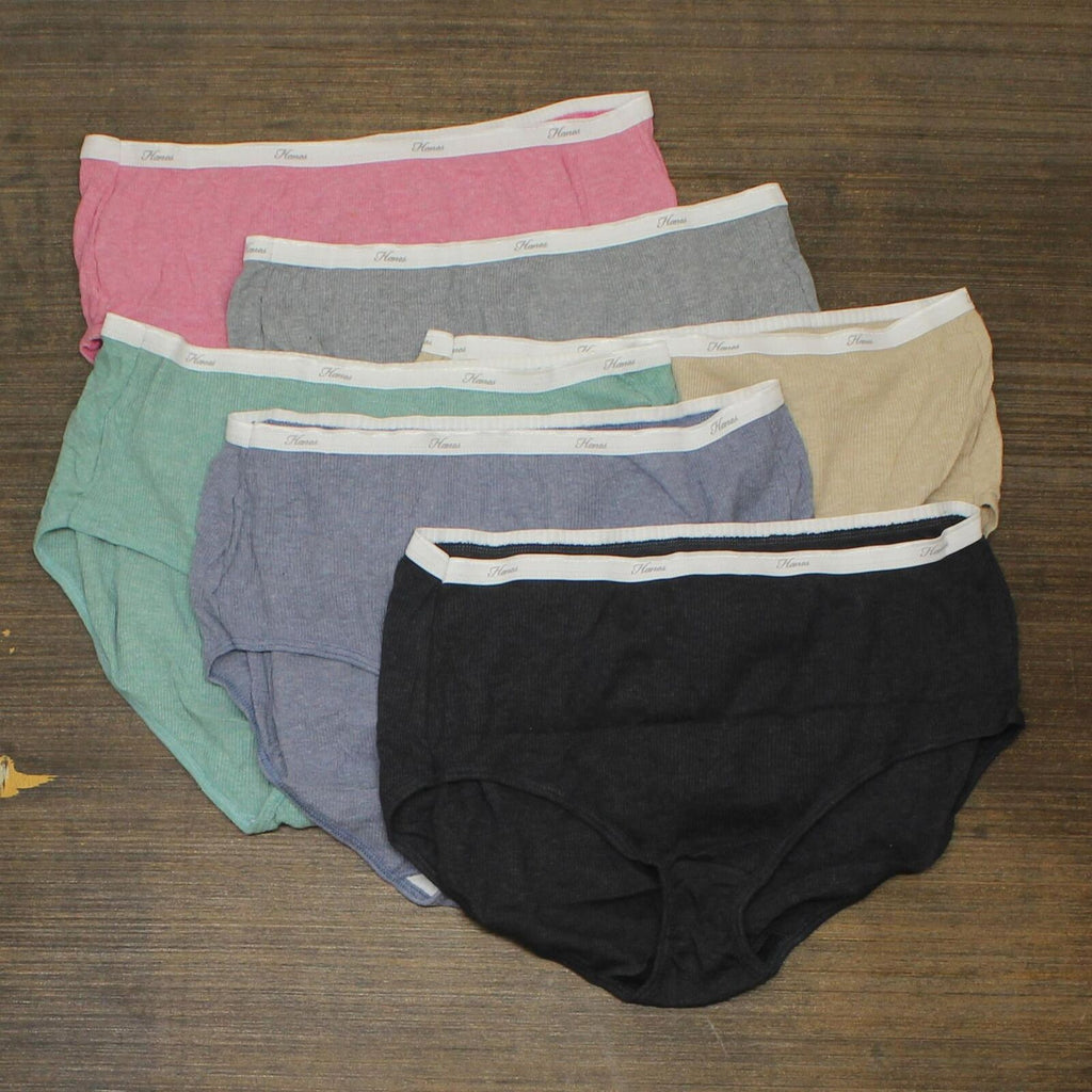 Hanes Women's 6pk Cotton Ribbed Heather Briefs P940RH Colors May