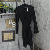 State Of Day Womens Lace-Trim Knit Wrap Robe 100196974MS Deep Black L