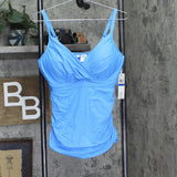 Anne Cole Surplice Twist Front Underwire Tankini Swim Top Arctic Blue 38DD / 40D