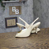 Arezzo Womens Olivia High Stiletto Leather Pumps Panacota Off White 6.5B