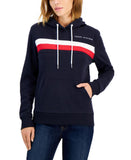 Tommy Hilfiger Women's Front Pocket Logo Pullover Hooded Sweatshirt J2XH0421