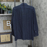 Hongdou Mens Button Up Woven Long Sleeve Shirt 166e88935b3da7 Blue Plaid 42
