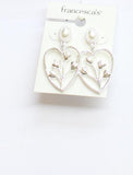 Francesca's Silhouette Tulip Flower Drop Earrings Silver Gray / White 1.75"