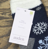 Auden Womens Snowflakes Winter Double Lined Cozy Ankle Socks Blue Multi 4-10