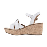 White Mountain Womens Simple Platform Wedge Sandal White Multi 7.5M