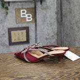 A New Day Rhinestone Bow Mule Heels 94656737 Burgundy Red 7M