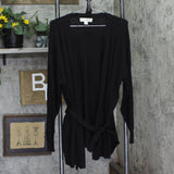 Beautiful By Lawrence Zarian Wrap Front Belted Cardigan A661722 Black 1X