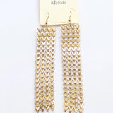 Melody Womens Fashion Dangly Chevron Link Chain Earrings Gold Yellow 5"