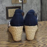 Style & Co. Womens Seleeney Faux Suede Wedge Sandals 10004896400 Navy Blue 12M