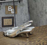 INC International Concepts Slingback Pumps Kitten Heels Silver Crinkle Gray 9.5M