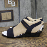 Lifestride Women's Yolo Wedge Sandal F4561F1 Navy Blue 10M