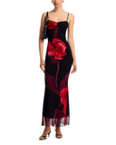Aqua Floral Mesh Maxi Dress DC9891BL Red Floral S
