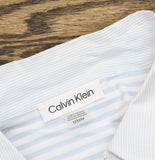 Calvin Klein Button Up Long Sleeve Non Iron Dress Shirt Light Blue / White M